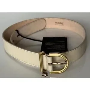 BNWT Versace Light Sand/Gold Calf Leather Belt Size 60/24 Versace Heritage Leather Belt | Neiman Marcus main image 4